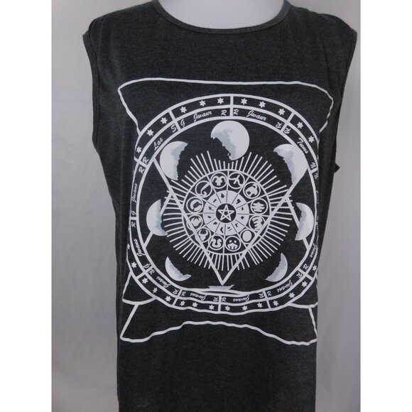 Celestial Mandala Sleeveless Tank Top Unisex Witchcore Dark Moon Phases - Picture 4 of 10